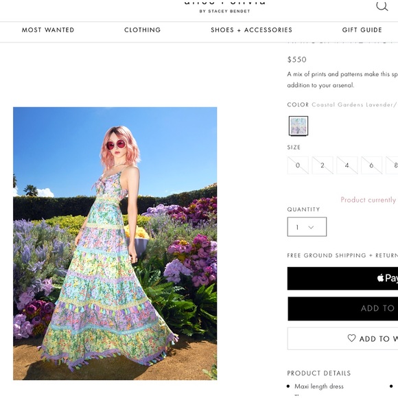 Alice + Olivia Karolina Smocked Waist Floral Tie Front Maxi Dress - Picture 3 of 16